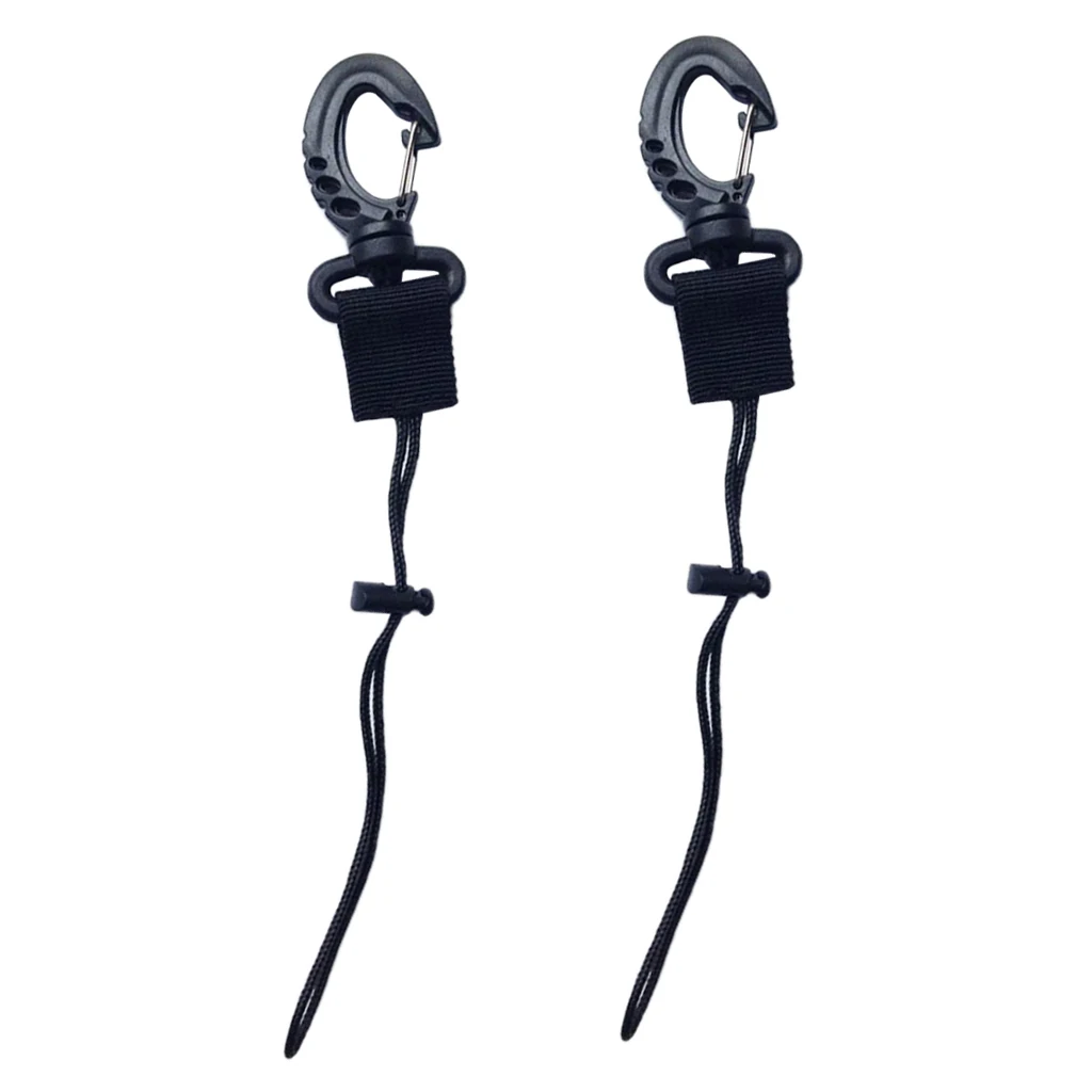 2 Pieces Scuba Diving Plastic Swivel Spring Snap Hook Clip with Rope