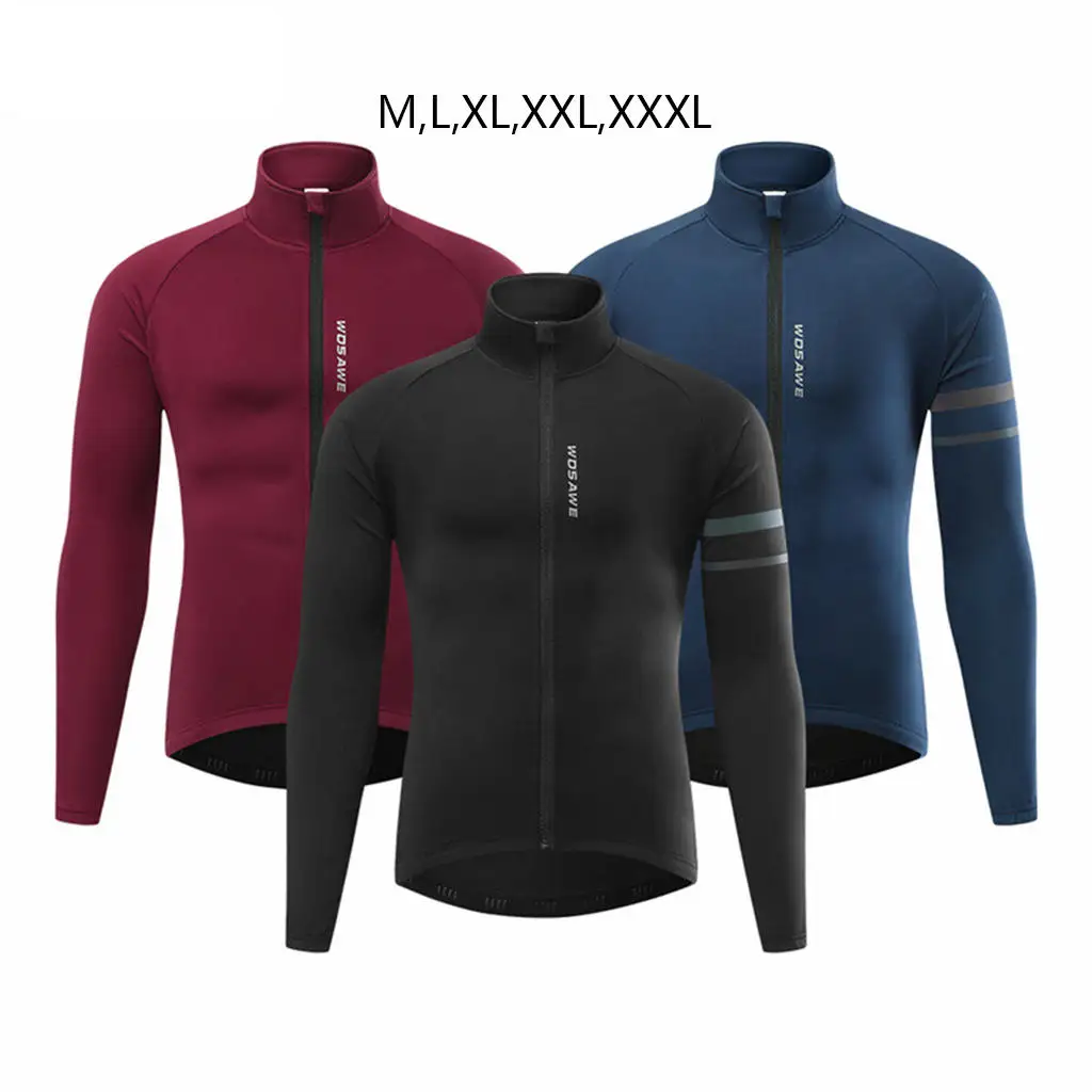 Mens Cycling Jacket Winter Windproof Long Sleeve Warm Shirts Clothing for Outdoors Mountain Bike