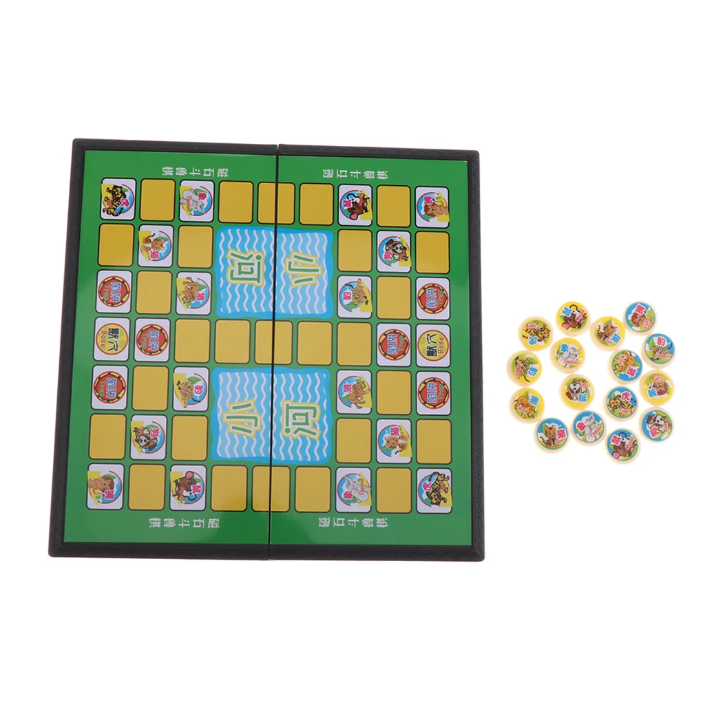 Small Chinese Jungle Animal Chess Foldable Chessboard Kid Entertainment Family Party Board Game