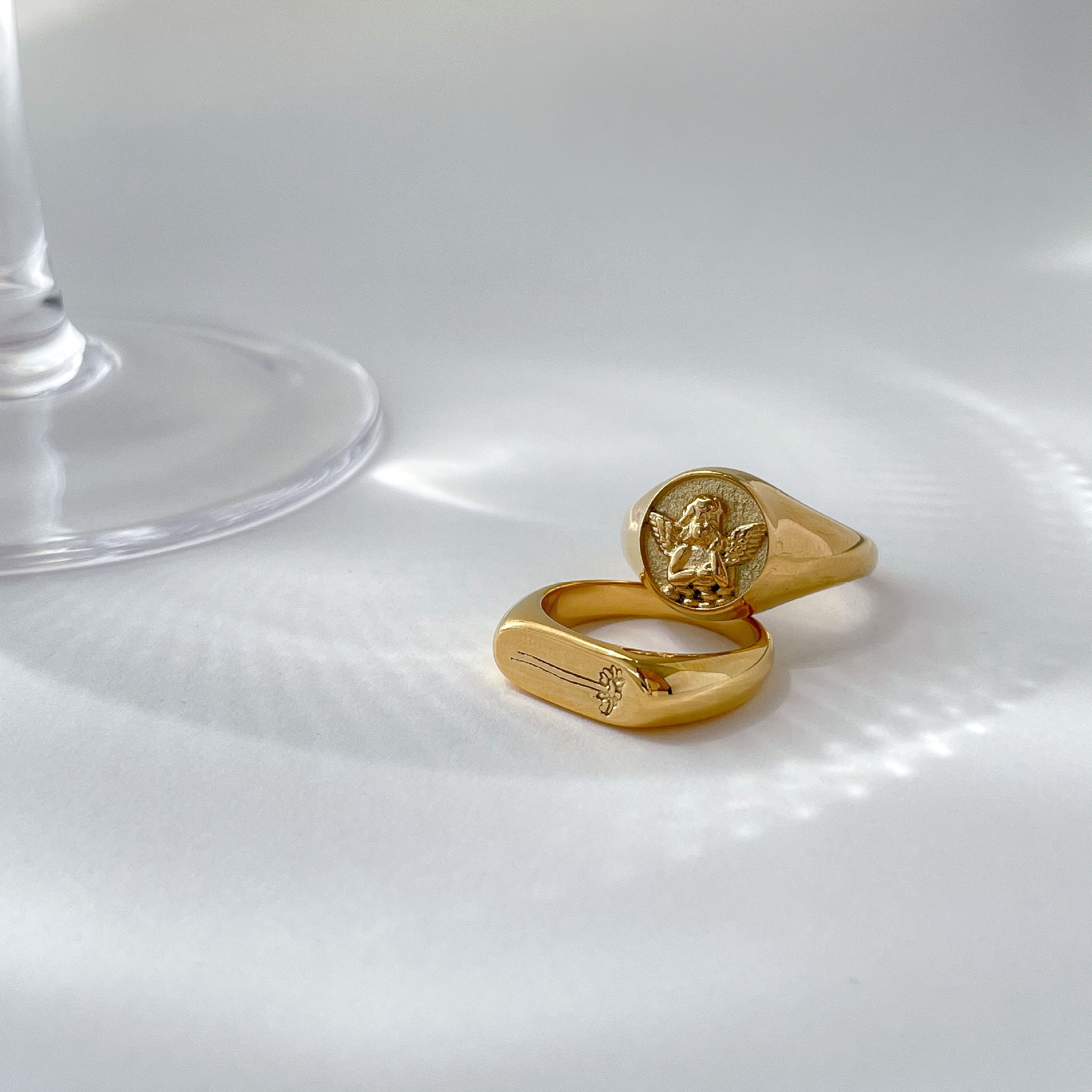 316l Edelstahl Gänseblümchen Ringe für Frauen Engel Form klobige Fingerringe wasserdichten Schmuck Geschenk 2024 – Detail 16