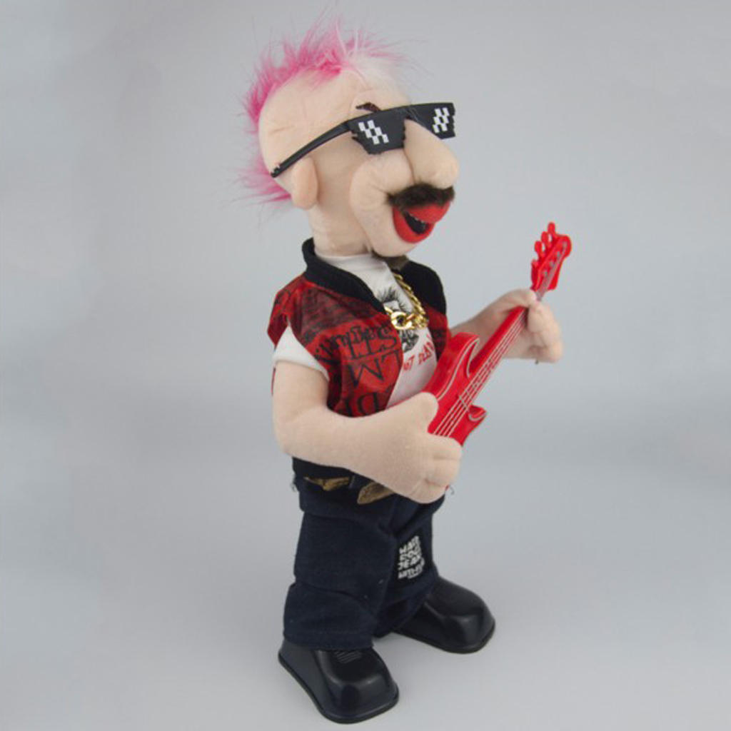 Electric Plush Toy Punk Bass Man Figure Doll Kids Toys Creative Gifts