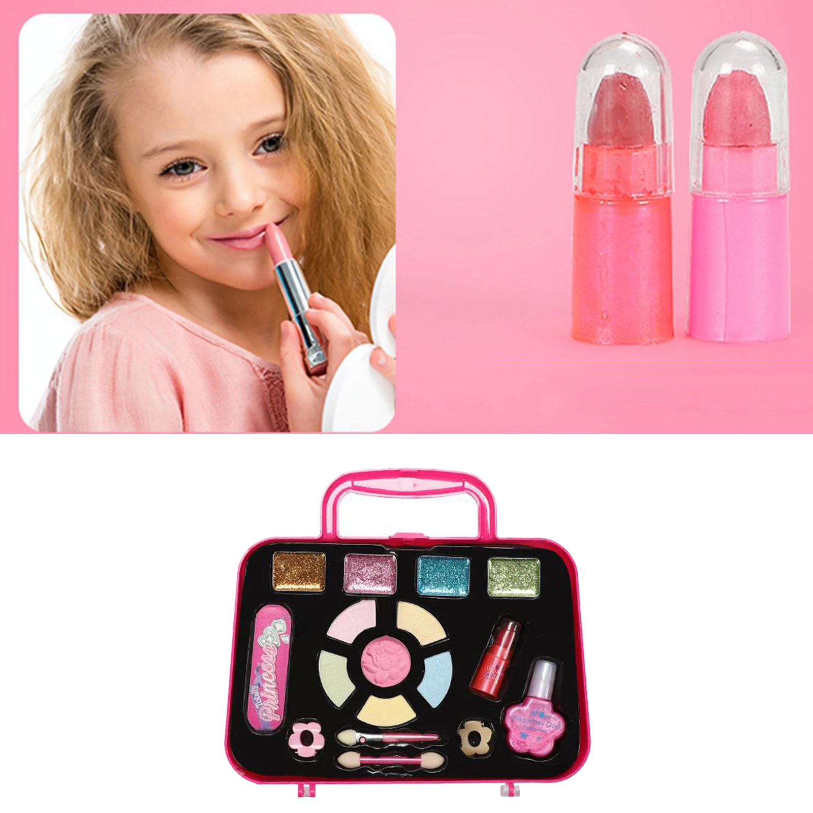 Makeup Toy Princess Set Kids Girls Kids Cosmetology Cosmetic Kit Handbag Pretend Play Make Up Toys For Children Girls Toy