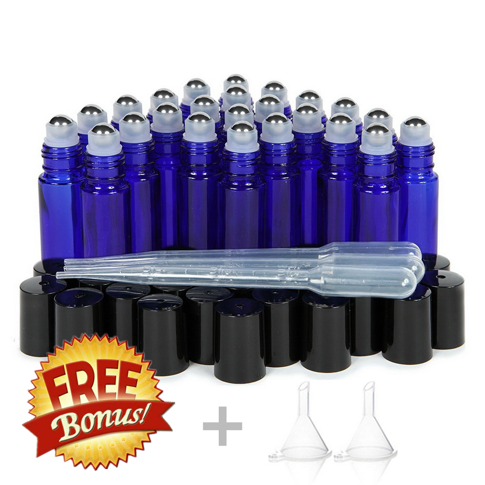 Best of 24pcs 10ml Glass Roller Bottles Empty Cobalt Blue With Stainless Steel Metal Roll On Ball For Essential Oils Lip Gloss Perfume Reviews & Tips