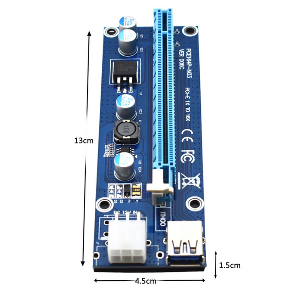 60cm Laptop PCI-E PCI-e Riser Express 1x to 16x USB3.0 USB 6Pin Graphics Extension Card Power Adapter Cable 