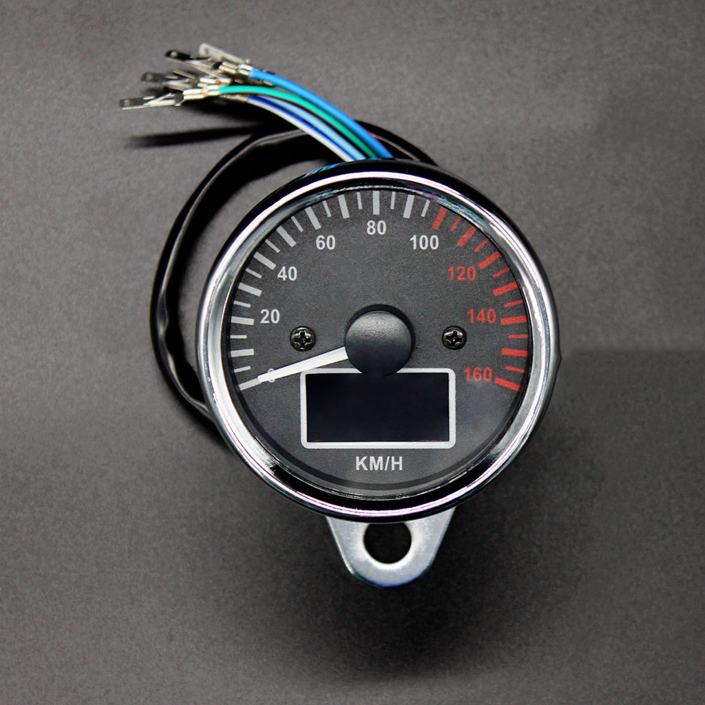 12V Motorbike Chrome LED Speedometer Tachometer Odometer Multifunction Gauge