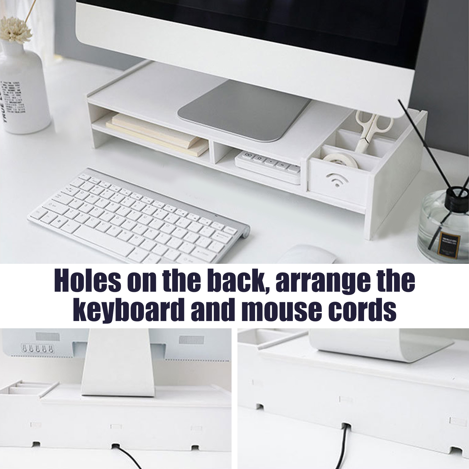 Suporte para Notebook Prateleira de Madeira Organizador 5 Suporte p/ monitor