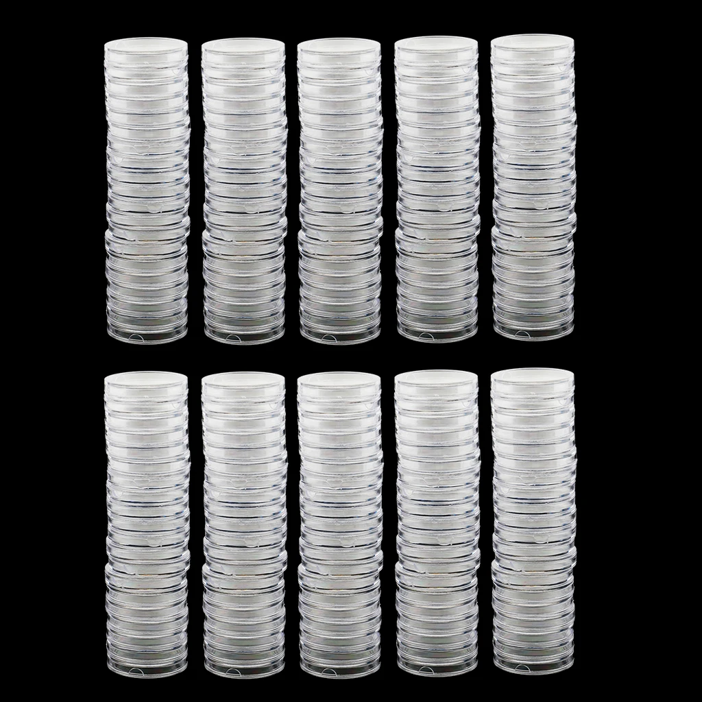 200 Pieces Clear Round Coin Capsules  Box Protector Collector 28mm