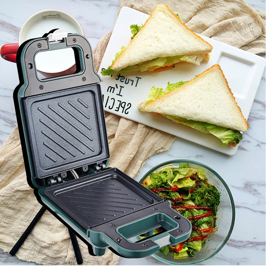 Electric Sandwich Maker 2-in-1 650W for Breakfast Grilled Cheese Egg & Steak