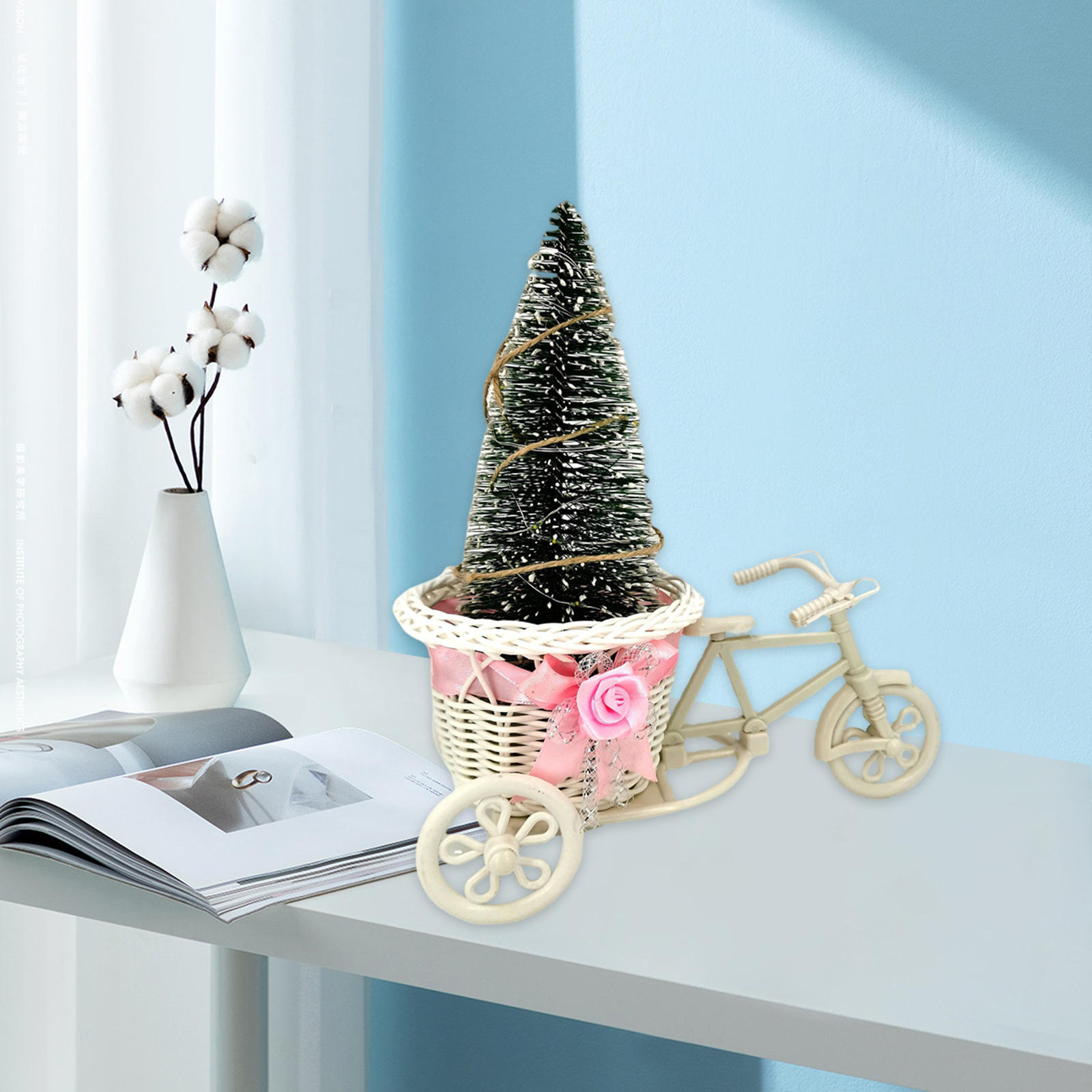 Immitation Rattan Flower Basket Vase Tricycle Bicycle Model Home Garden Wedding Party Desk Ornament Home Decor Birthday Gift