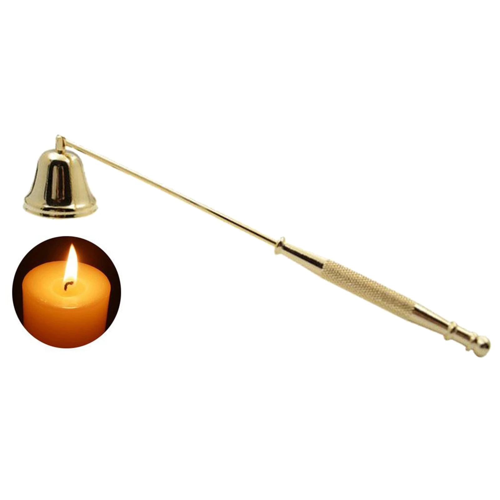 Candle Snuffer Polished Stainless Steel Long Handle Candle Stopper Safely Extinguisher Snuffer for Putting Out Flame Gold 