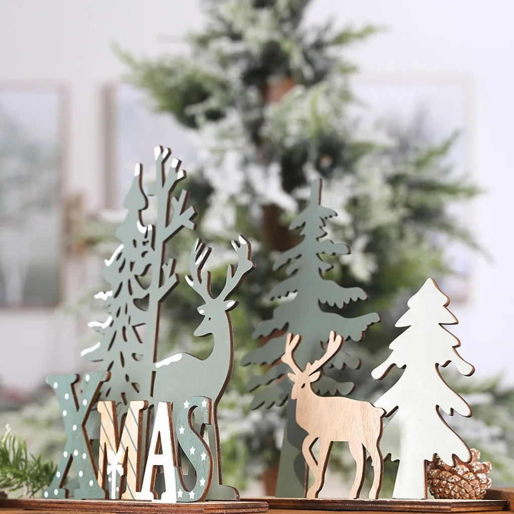 Elk Xmas Tree Wooden Ornaments Christmas Party DIY Crafts Decor Home Garden NEW 