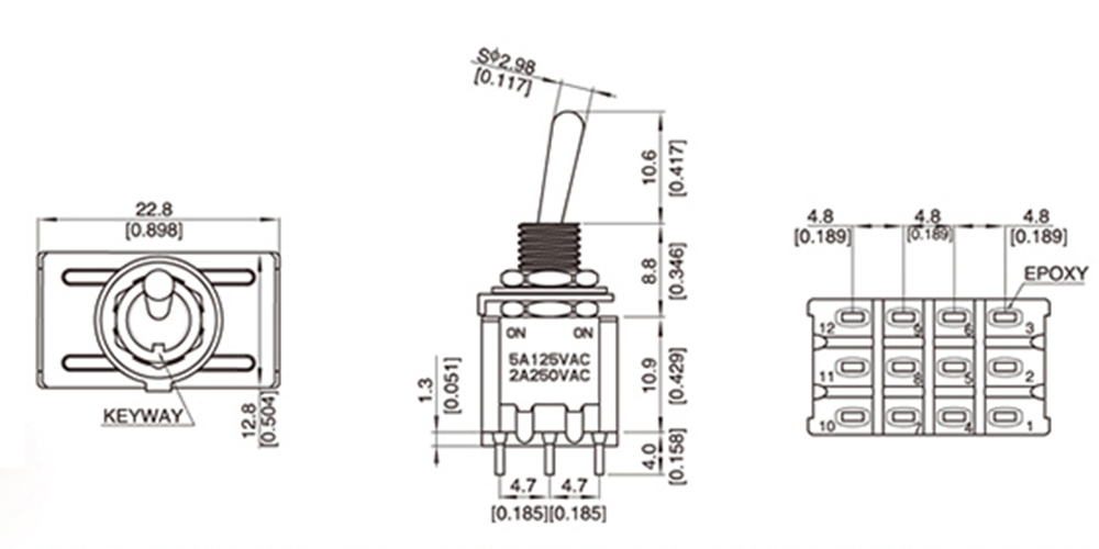 ON OFF ON Switches Miniature Toggle Switch Single Pole Double Throw Mini Waterproof Cap Micro Electronic Gadgets Contacts