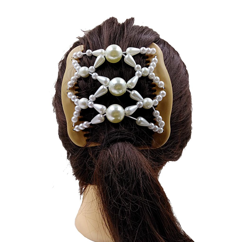 Fashion Retro Style Hair Combs Clips Elastic Beaded Updo Tools Hair Styling