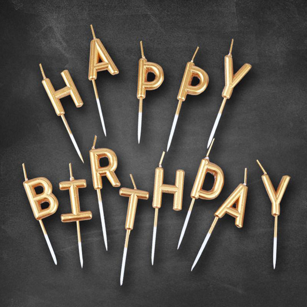 1Set Happy Birthday Candles Picks Letters Cake Topper Decor Sign Party Favor