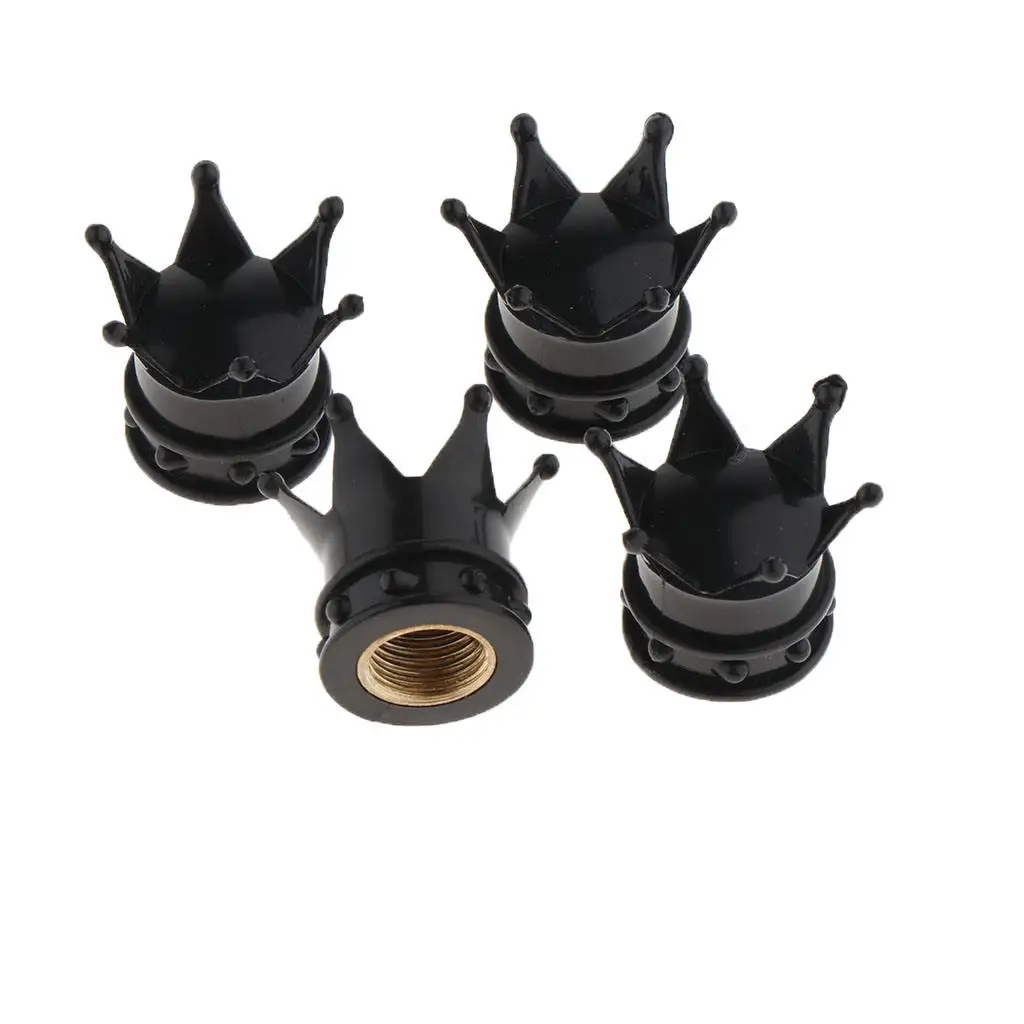 4 Pieces ABS Plastic King Queen Crown Valve Caps Tire Wheel Stem Universal for Car Truck and Motorcycle