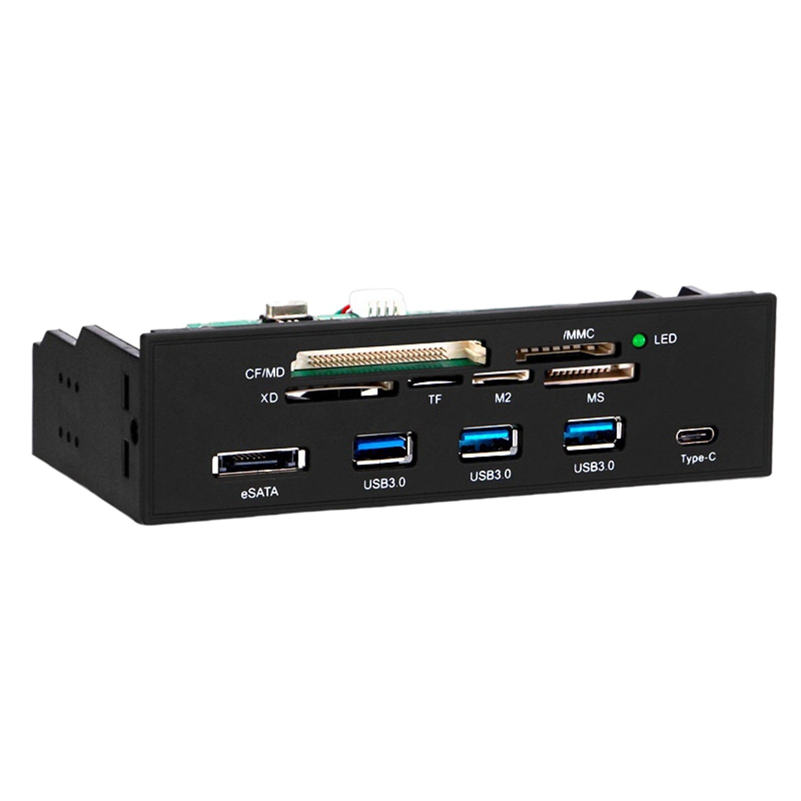 5.25 inch Internal Card Reader Dashboard PC Front Panel USB 3.0 w/ USB 3.1 Type-C Port Supports M2 SD MS XD CF Card