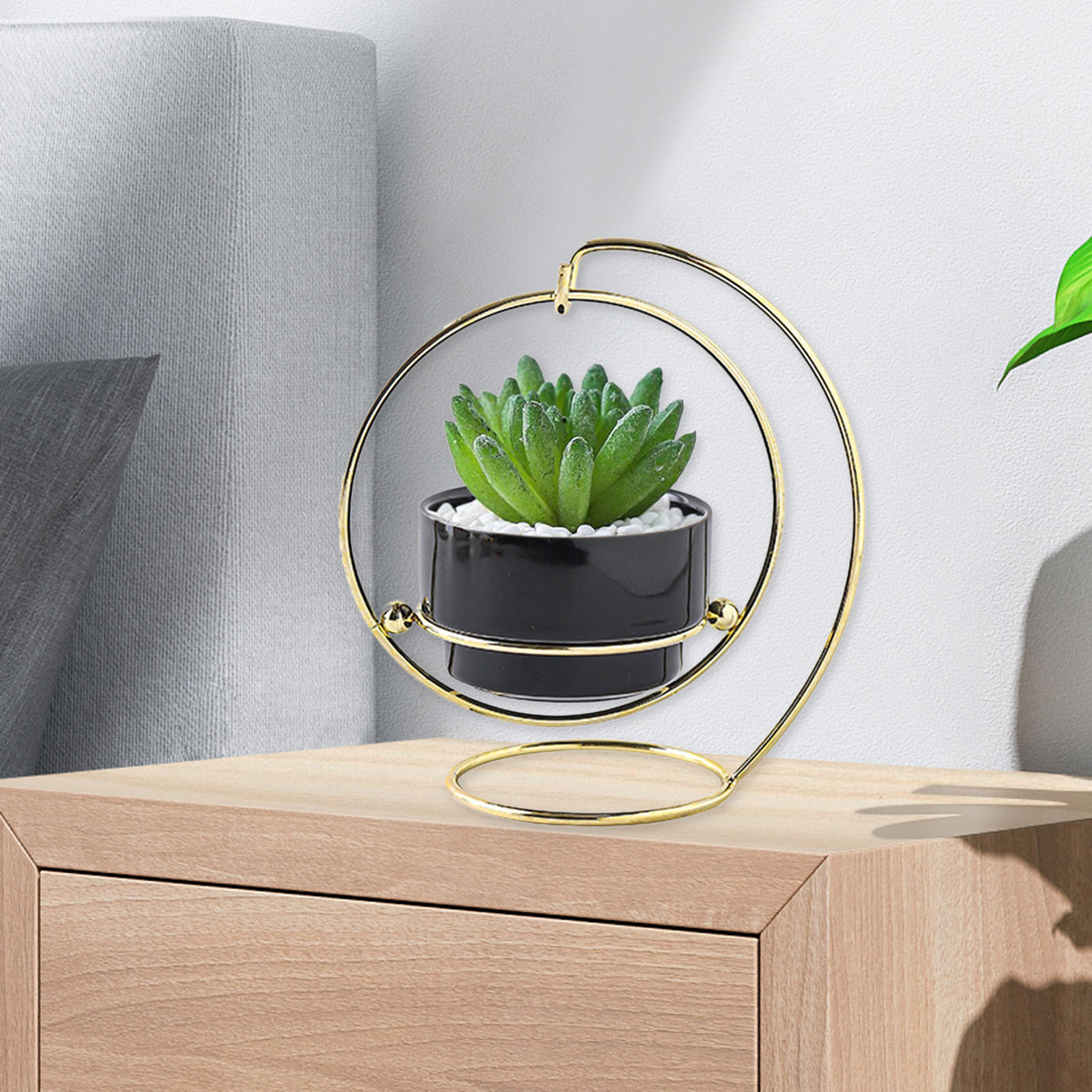 Ceramic Succulent Planter Pots with Iron Stand Holder, Planting Small Flower Planter Pots for Home Office Decor