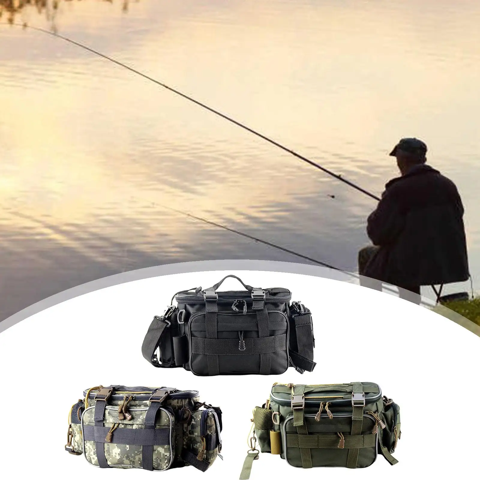 Multi-Pocket Fishing Tackle Bag Waterproof Lure Gears Storage Crossbody Bag Accessoris Pocket Shoulder Bag for Fishing Travel