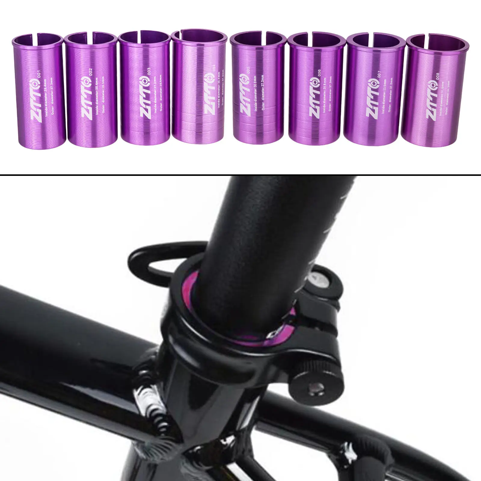 Bicycle Seatpost Sleeve Road Bike Seat Post Shim 25.4/27.2/28.6/30.4/30.8/31.6/33.9/34.9mm Post Tube Adapter