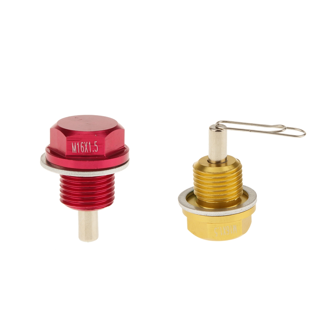 2pcs M16X1.5 Anodized Magnetic Engine Oil Pan Drain Bolt Plug
