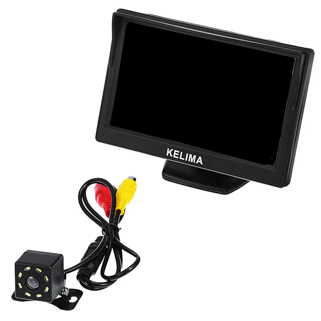 5` Car Display Screen 8 LED Night  Reversing Camera Ruler Line Black