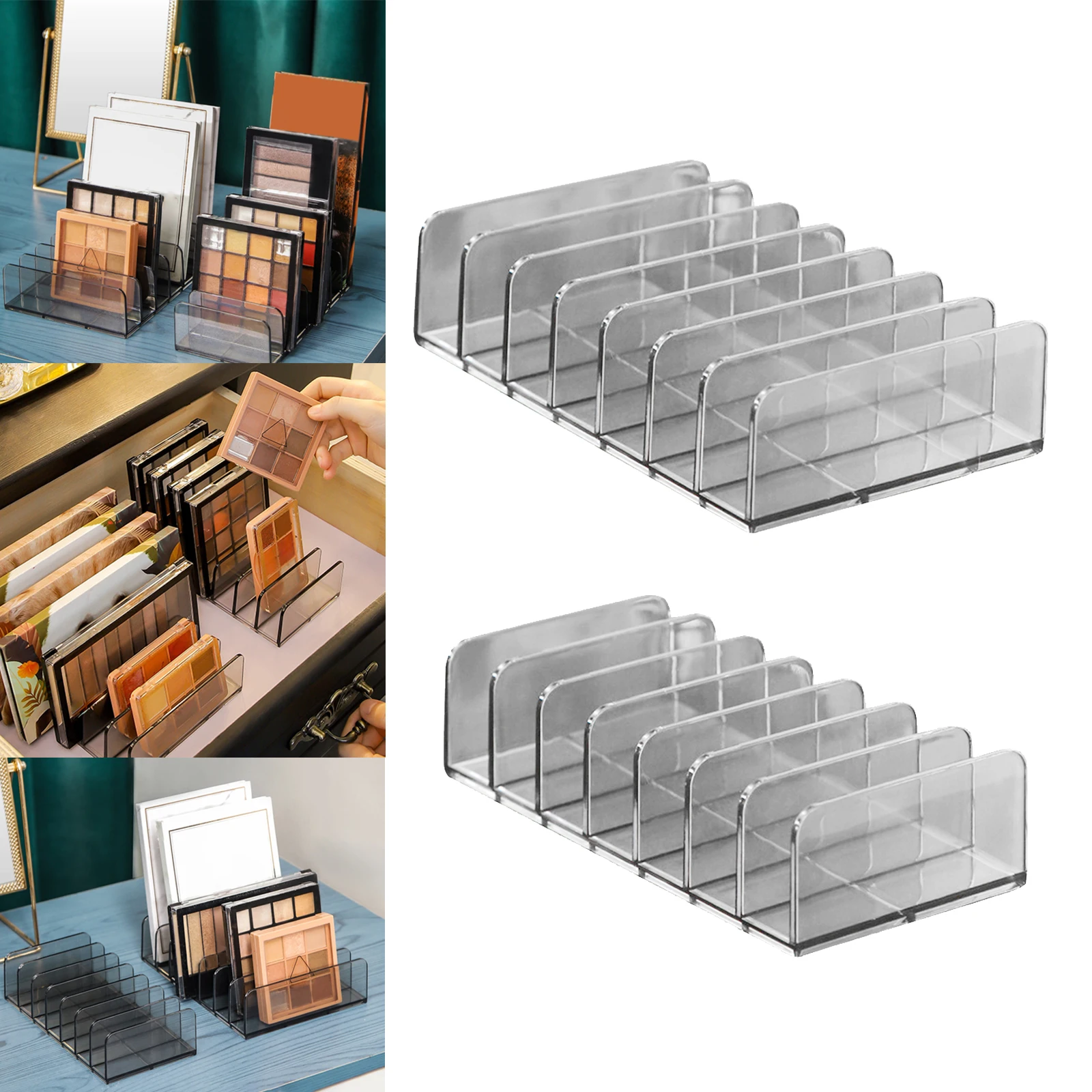 7-Grid Makeup Organizer Organize Makeup Palette Eyeshadow Palettes for Dresser Vanity Bathroom Plastic Vertical