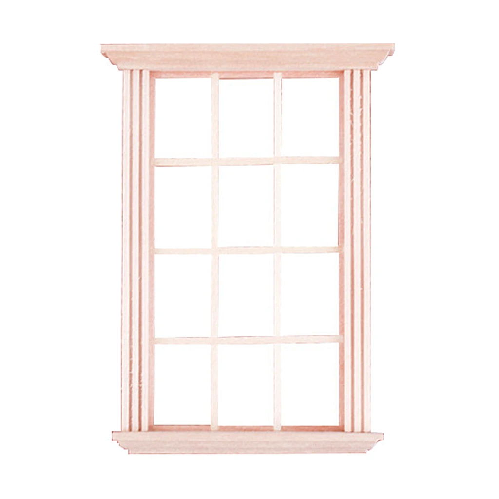 1:12 Wooden Window Frame Vintage Deco Window Dollhouse Furniture Model