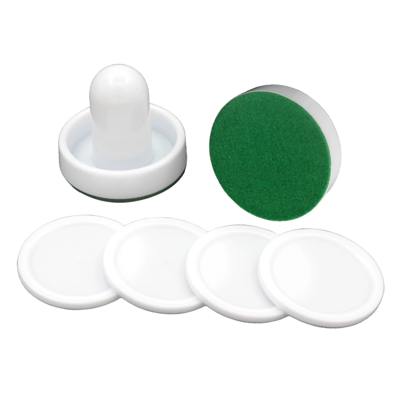 2PCS Plastic Air Hockey Pushers and 4PCS Pucks Replacement for Game Tables Black
