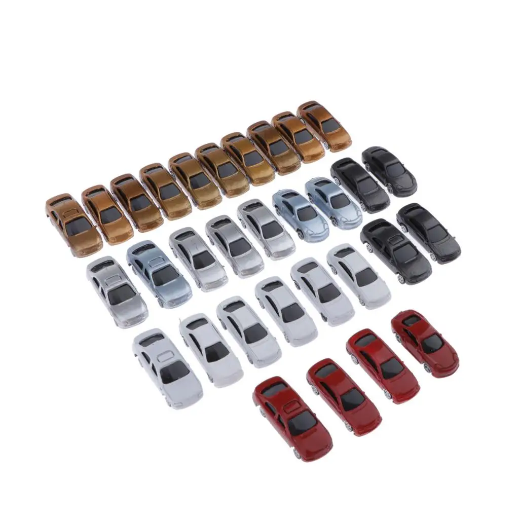 30pcs Painted Model Cars Building Train Layout N Scale 1:150