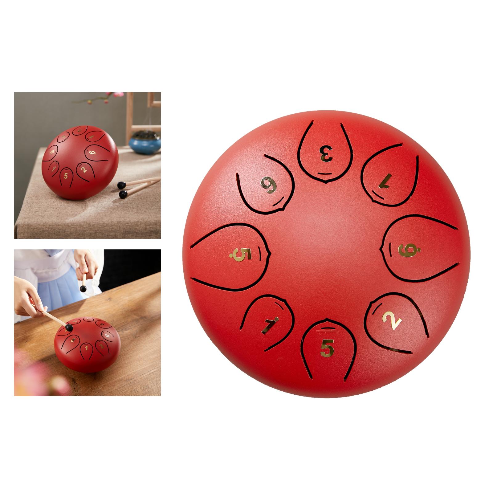 1pc Mini Alloy Steel Tongue Drum C Key Percussion Instrument Handpan Travel Bag Music Book Finger Sleeve Gift