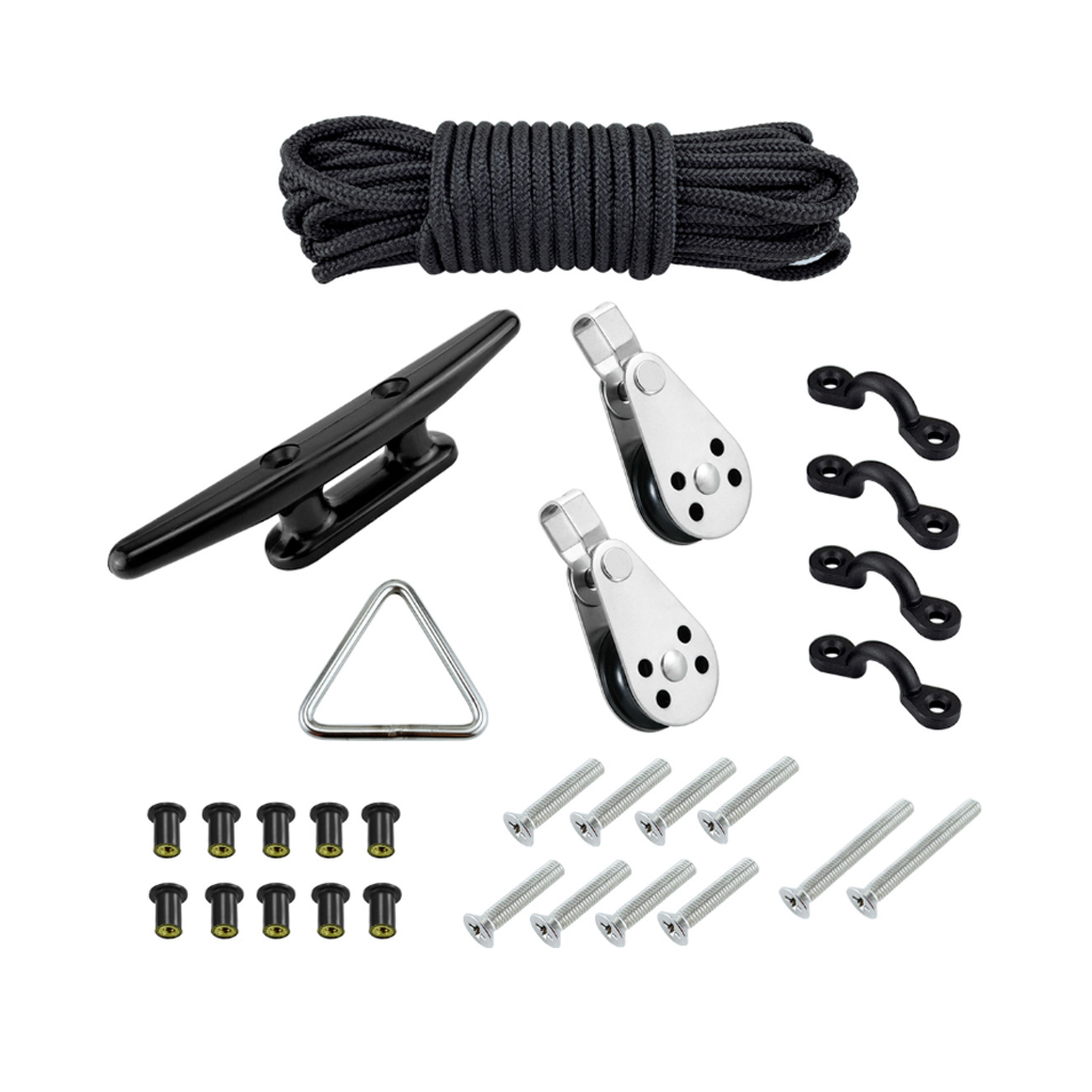  Kayak   Canoe   Anchor   Trolley   Kit   Rope   Cleat   Pully   Block   w /  9 . 1m   Rope   Sturdy 