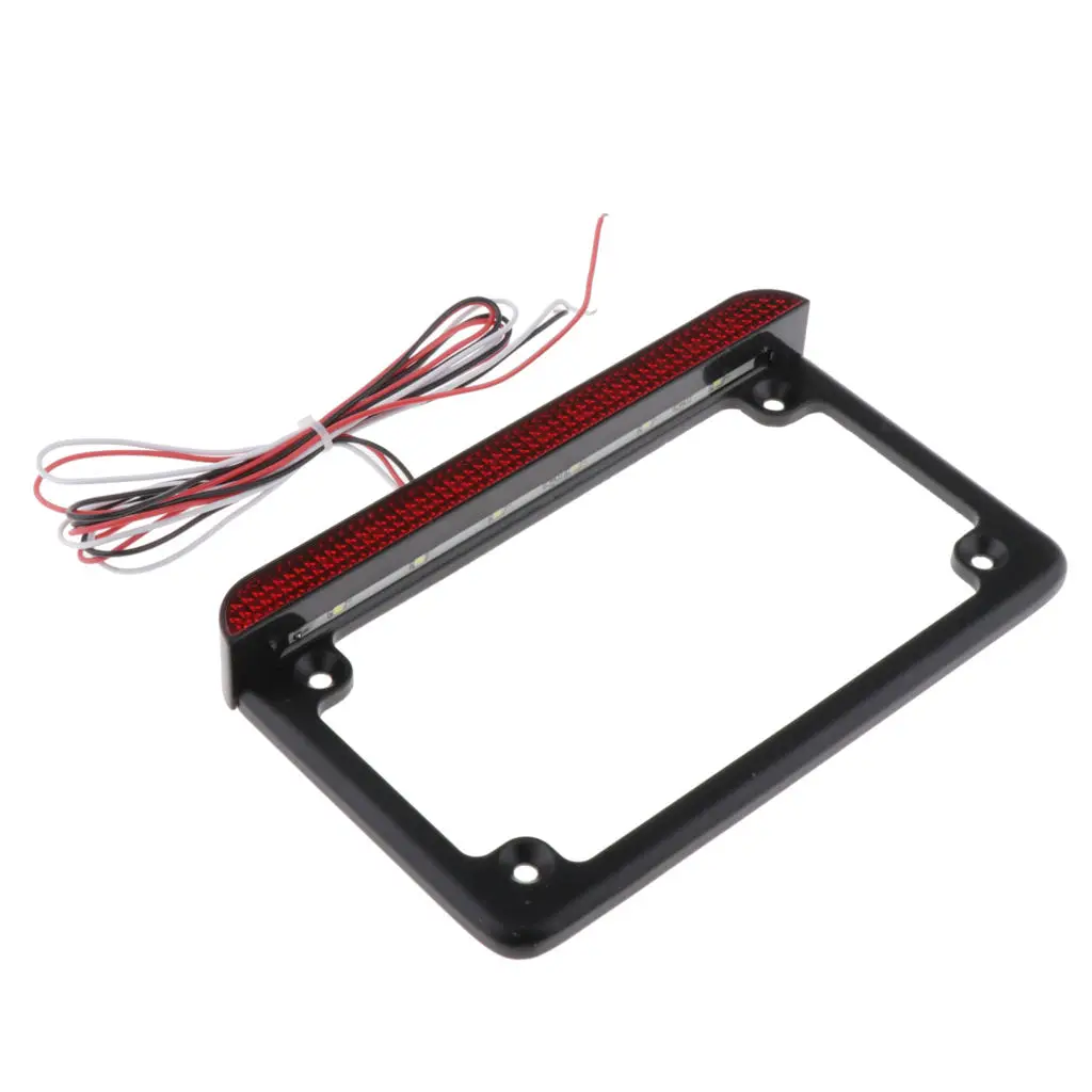 4 Holes Black License Plate Frame - with LED Steering Brake Tail Signal Lights