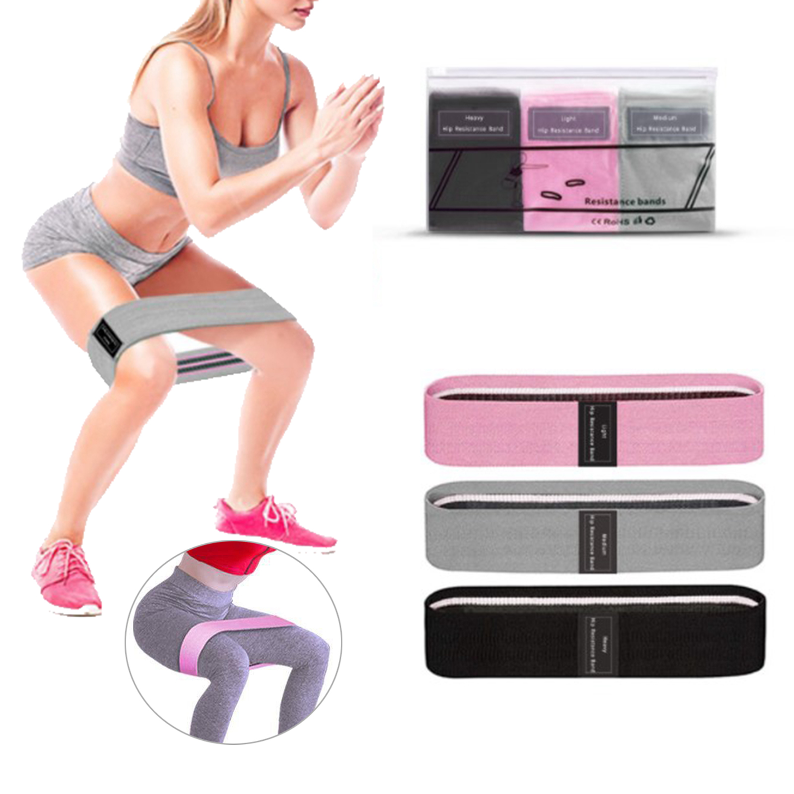 3pcs Hip Resistance Bands Workout Bands Loop for Gym Training Stretching Yoga Booty Leg Elastic Band Workout Equipment