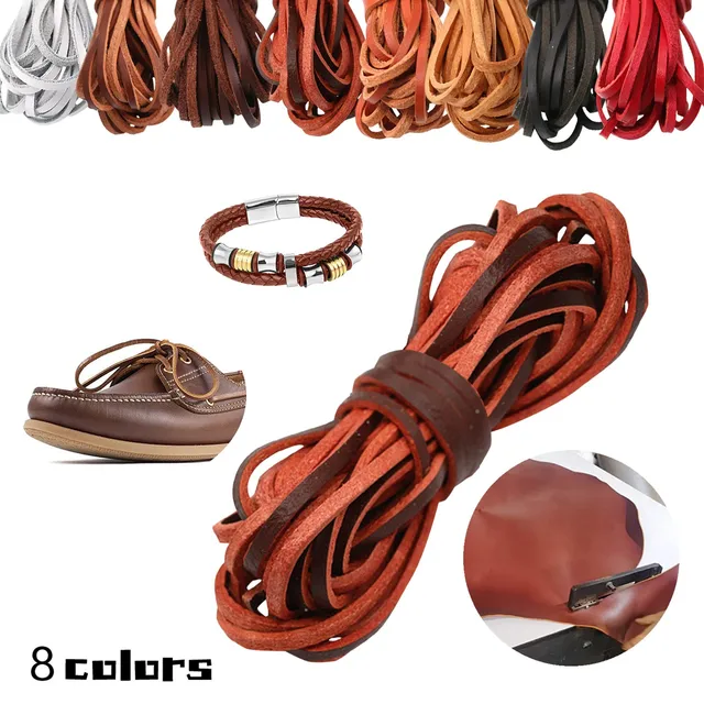 5mm FLAT Braided Leather Bracelets, SET A, 8 colors