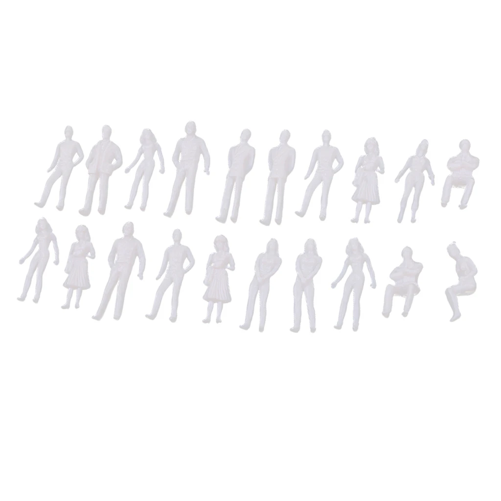 20 Pieces 1:50 Scale Diorama People Figures Model Kit Unassembled White