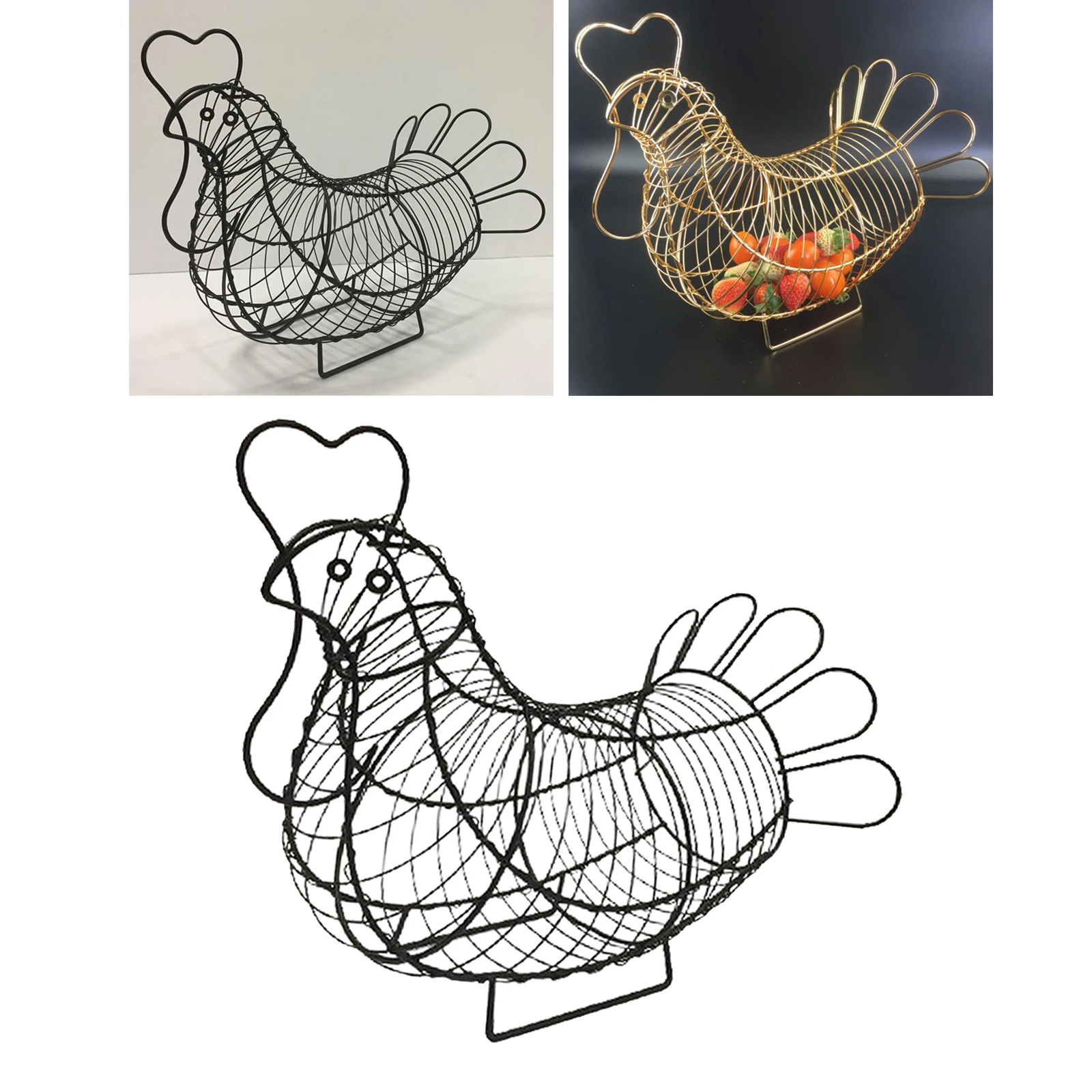 Metal Wire Egg Storage Basket, Hen Egg Wire Holder with Carrying Handle,