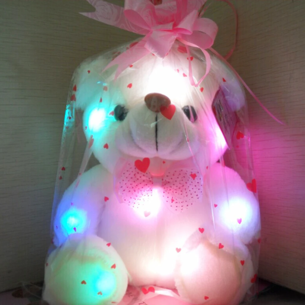 Adorable Night Light Bear Glowing Stuffed Animal Plush Toys Kids Bedtime Companion, 25cm