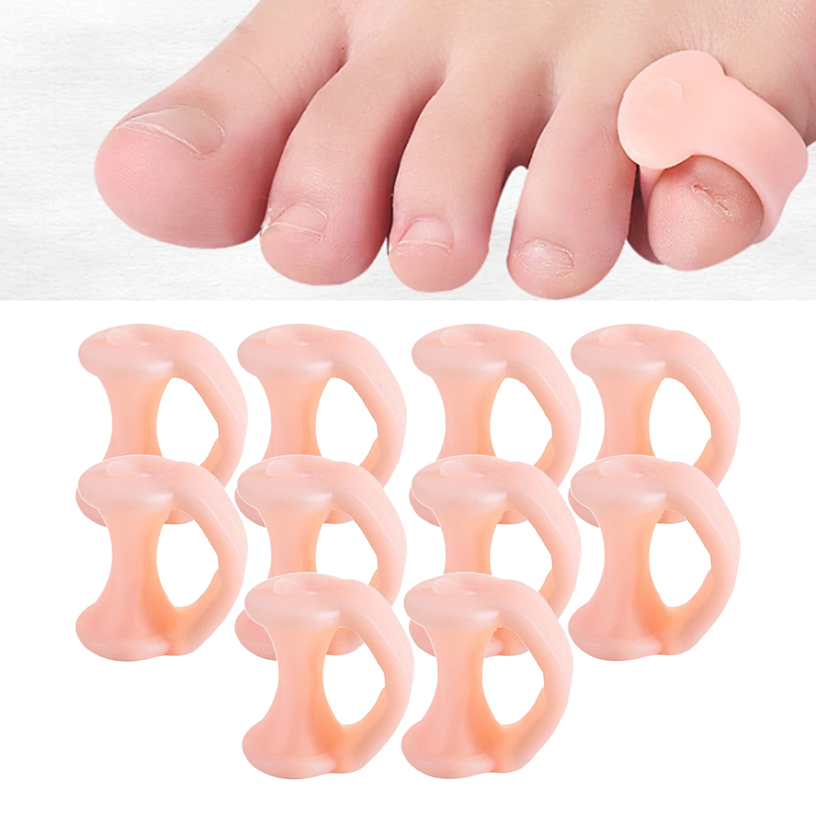 10x Soft Reusable Pinky Toe Pads Toe Separators Little Toe Straightener