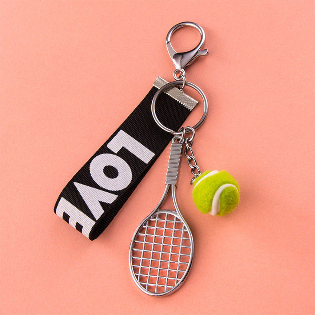 Cute Sport Mini Tennis Racket Pendant Keychain Keyring Key Chain Ring Finder Holer Gifts for Teenager
