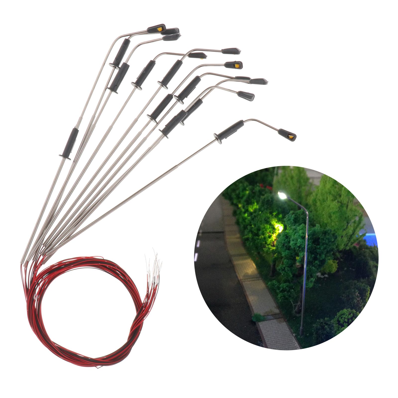 10x Miniature Railroad LED Light Garden Micro Landscape Lamppost Accessory 1:150 Scale 8cm