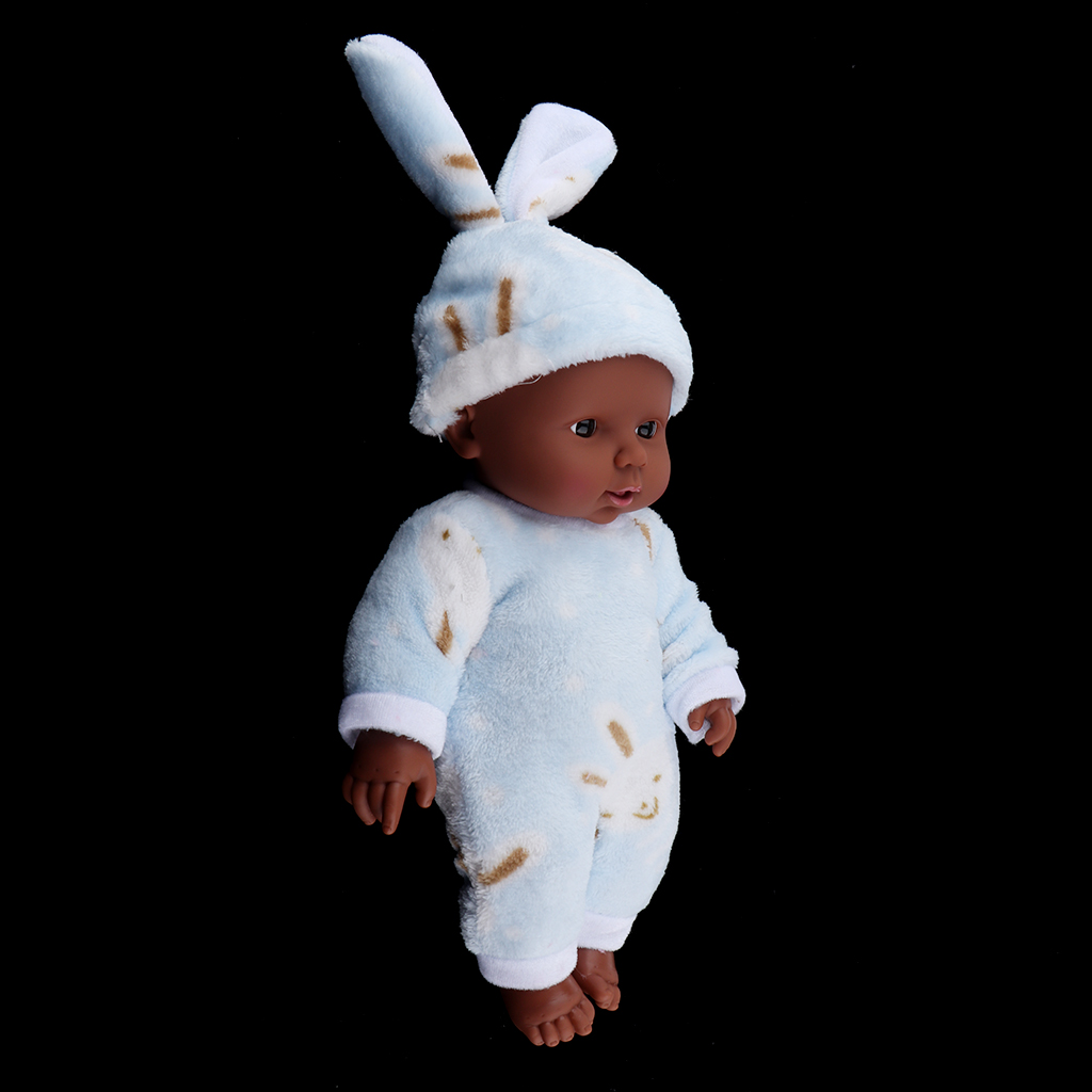 12 Inch Lifelike Newborn Baby Dolls, African American Infant Black Doll For Kids