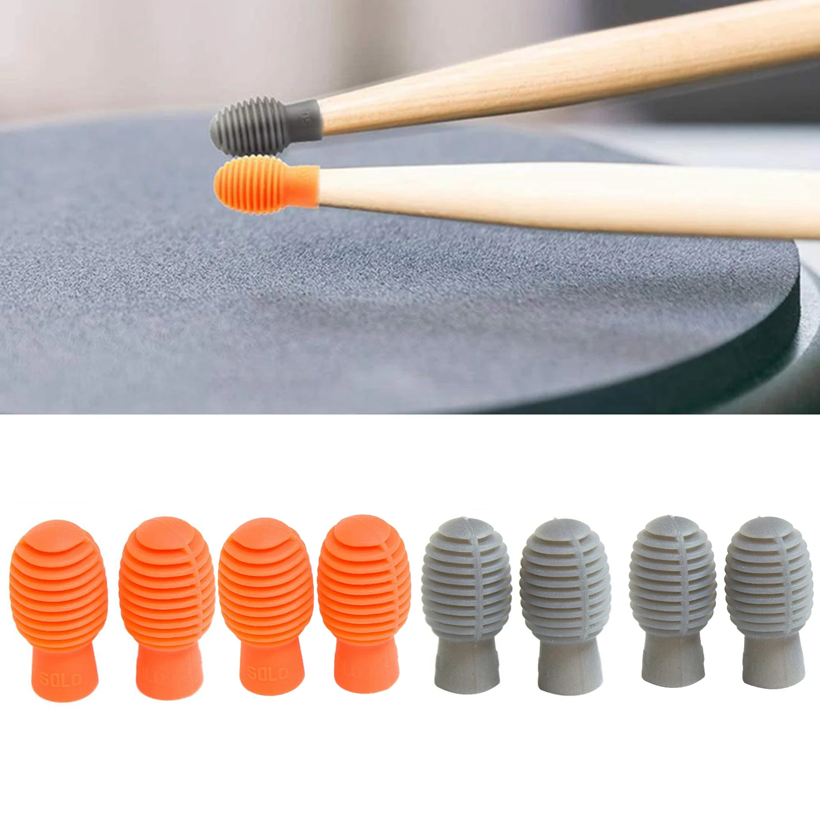 4Pieces Silicone Drum Rubber Sleeve for Sticks, Silent Damper, Musical Instruments Percussion Accessory