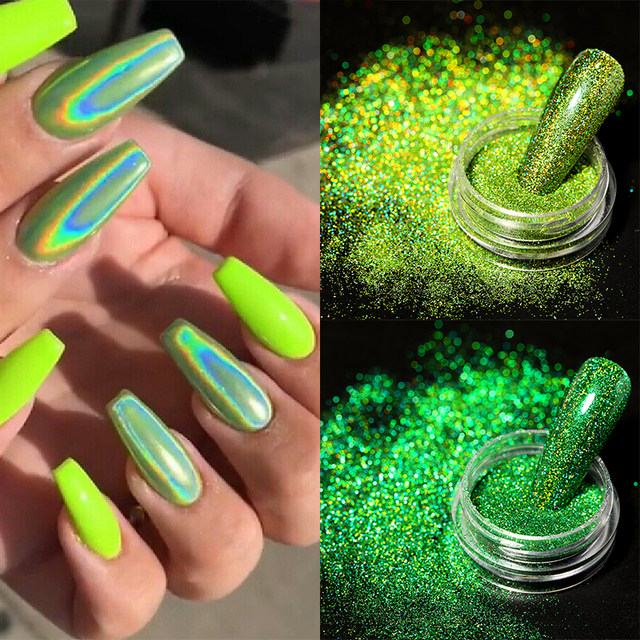 Iridescent Nail Glitter Colorful Pigment Nail Art Dust Mirror