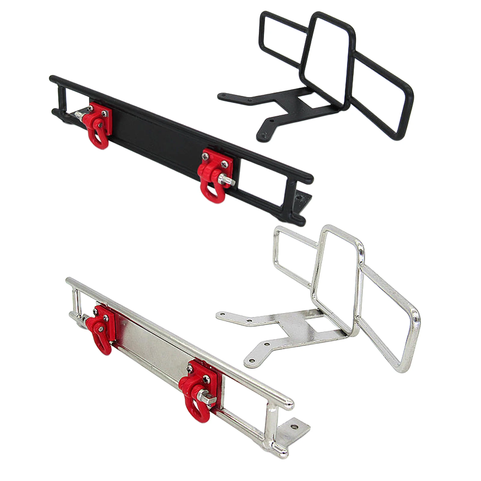 1/10 Scale Front Rear Bumper Set, Metal Bull Bar with Hook Hanger Mount Seat for