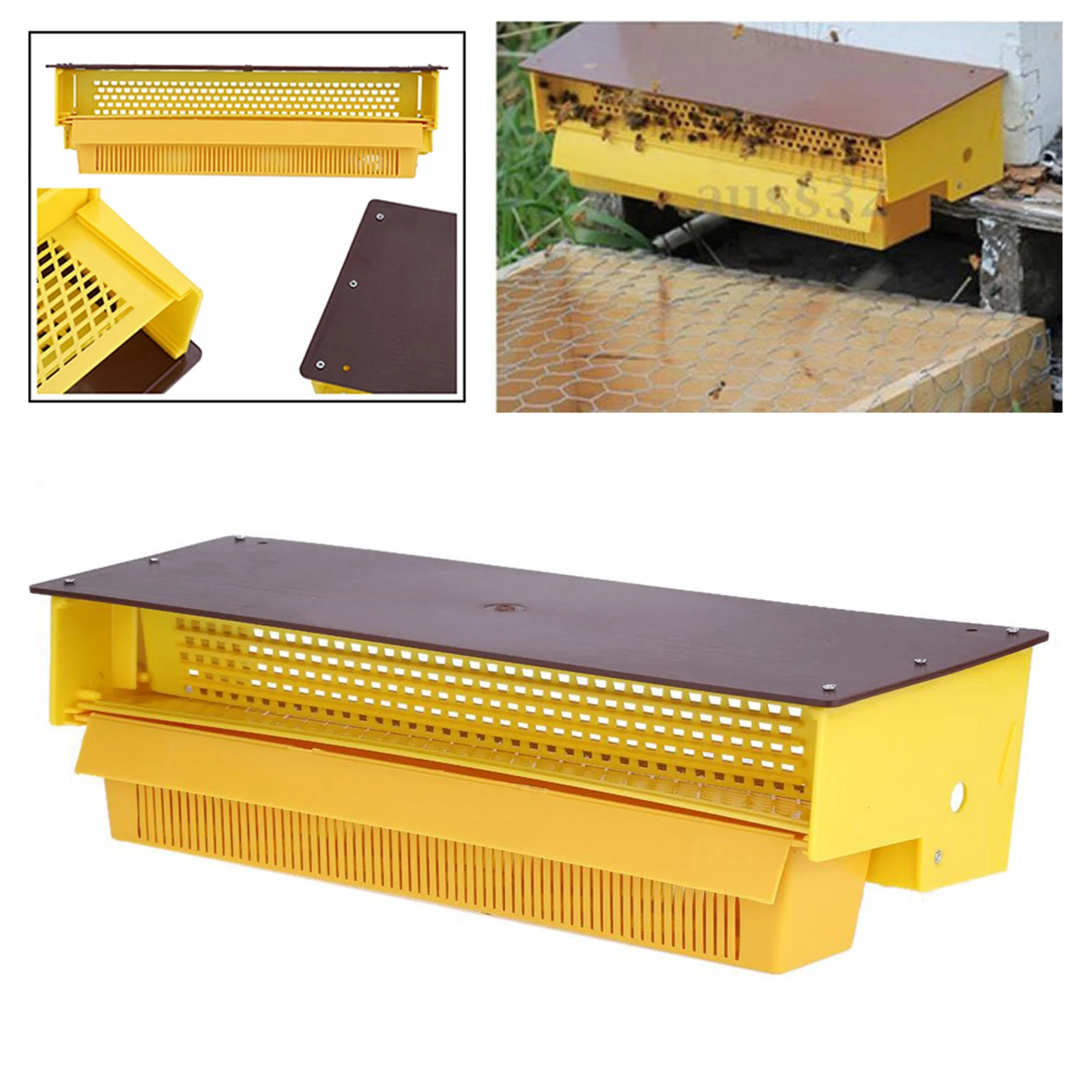 Yellow Pollen Collector Tray Trap Pollen Trap Removable Ventilated Collect Pollen/Beekeeping Accessory Tool