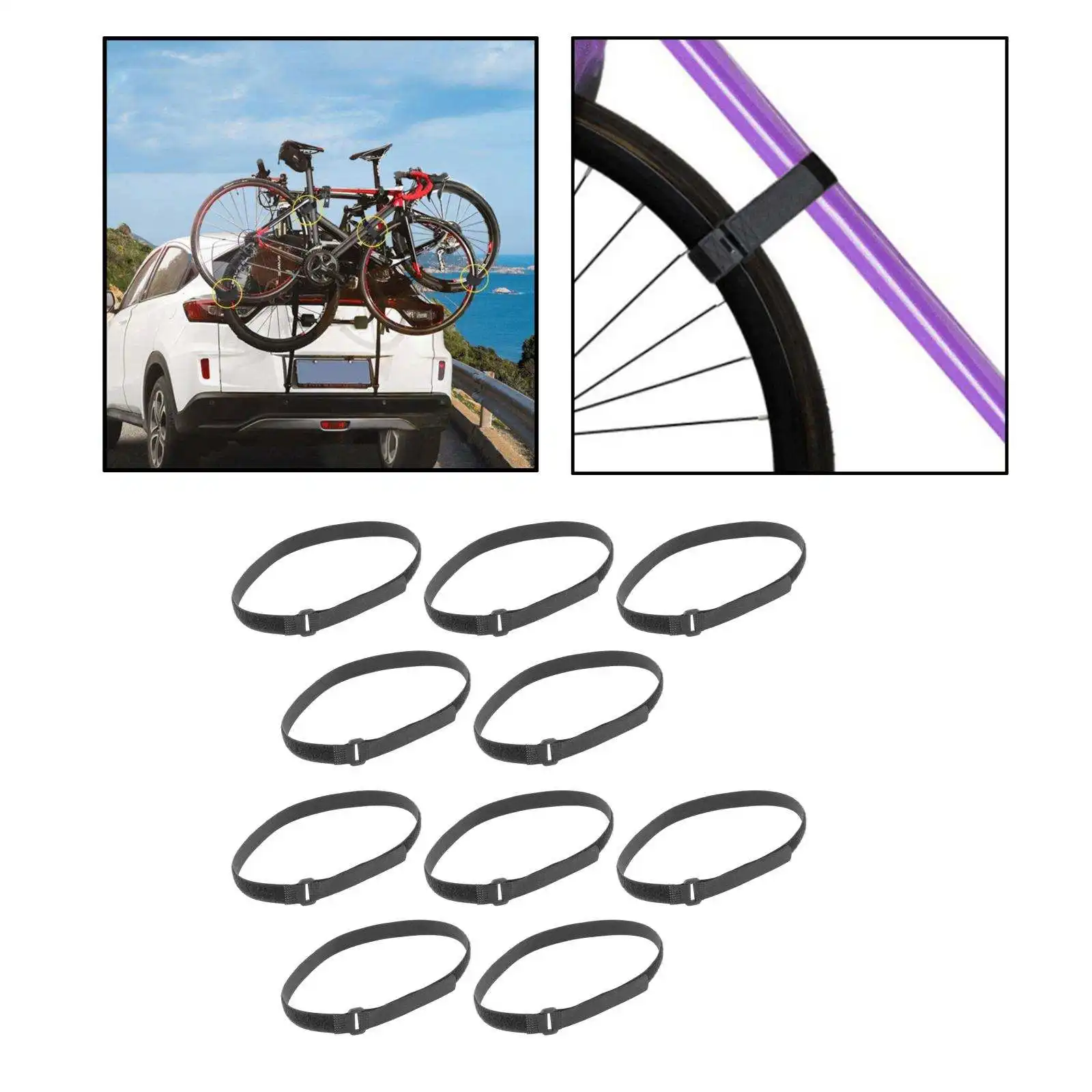 10x Bike Wheel Stabilizer Straps Cargo Bicycle Rack Nylon Tie Down Belts