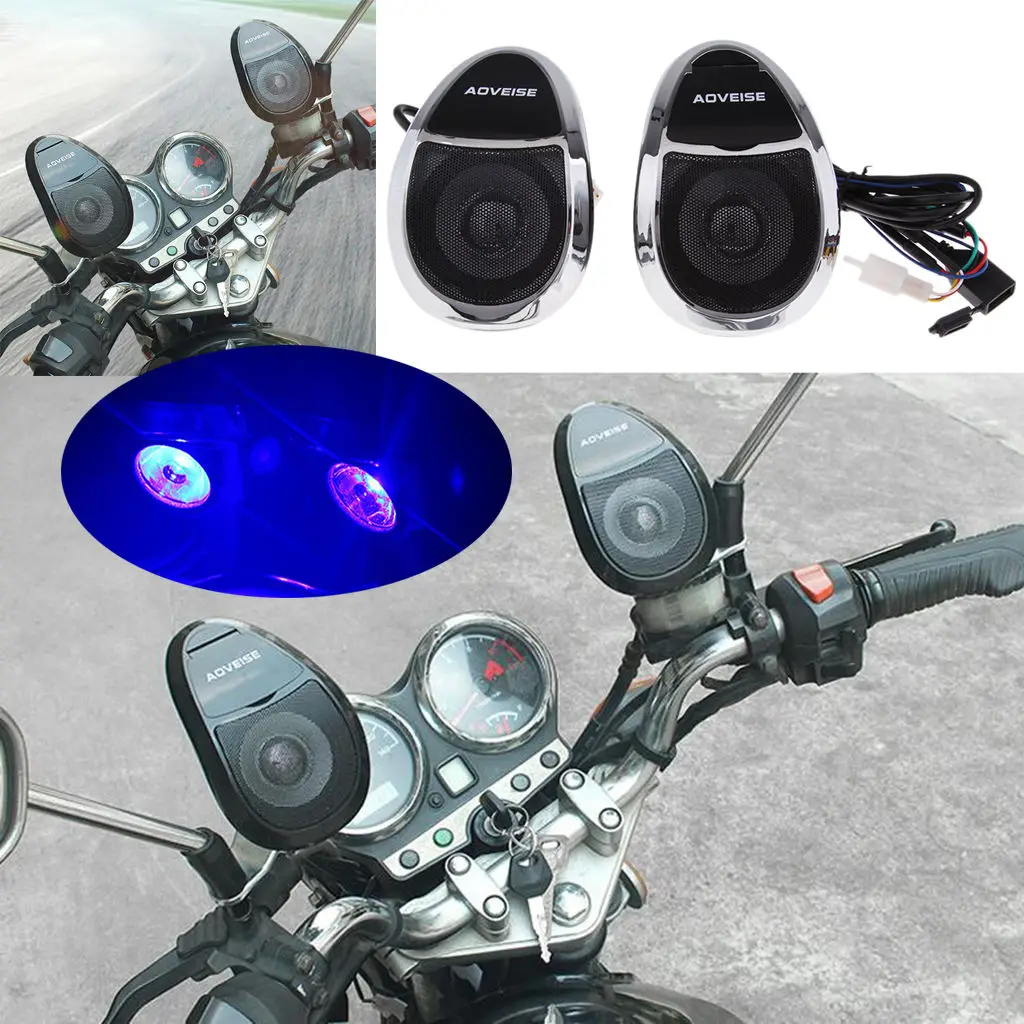 Motorcycle Bluetooth Audio System FM Radio Stereo Speaker MP3 Player Chrome