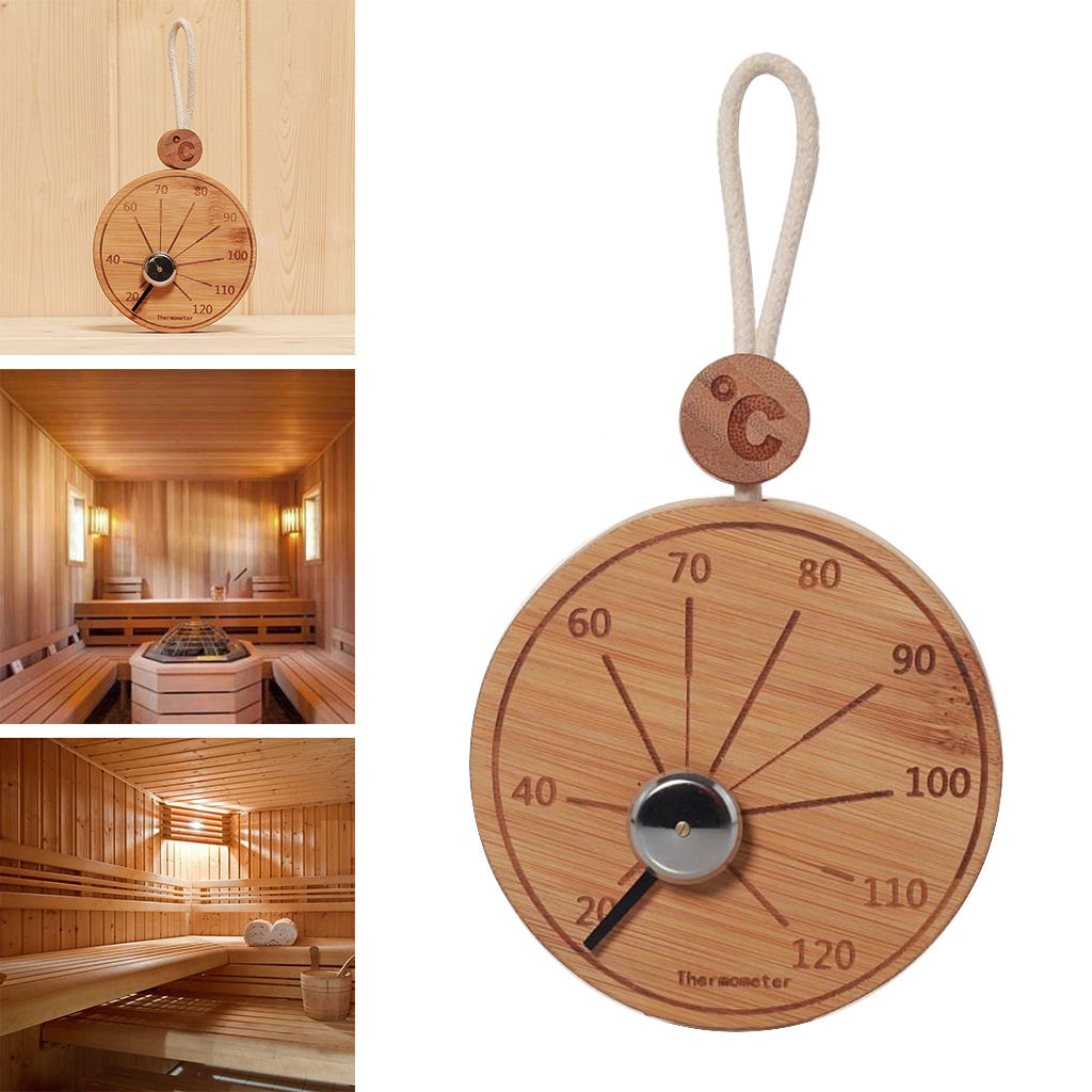 Bamboo Sauna Thermometer Hygrometer Temperature Measures for Sauna Room Household