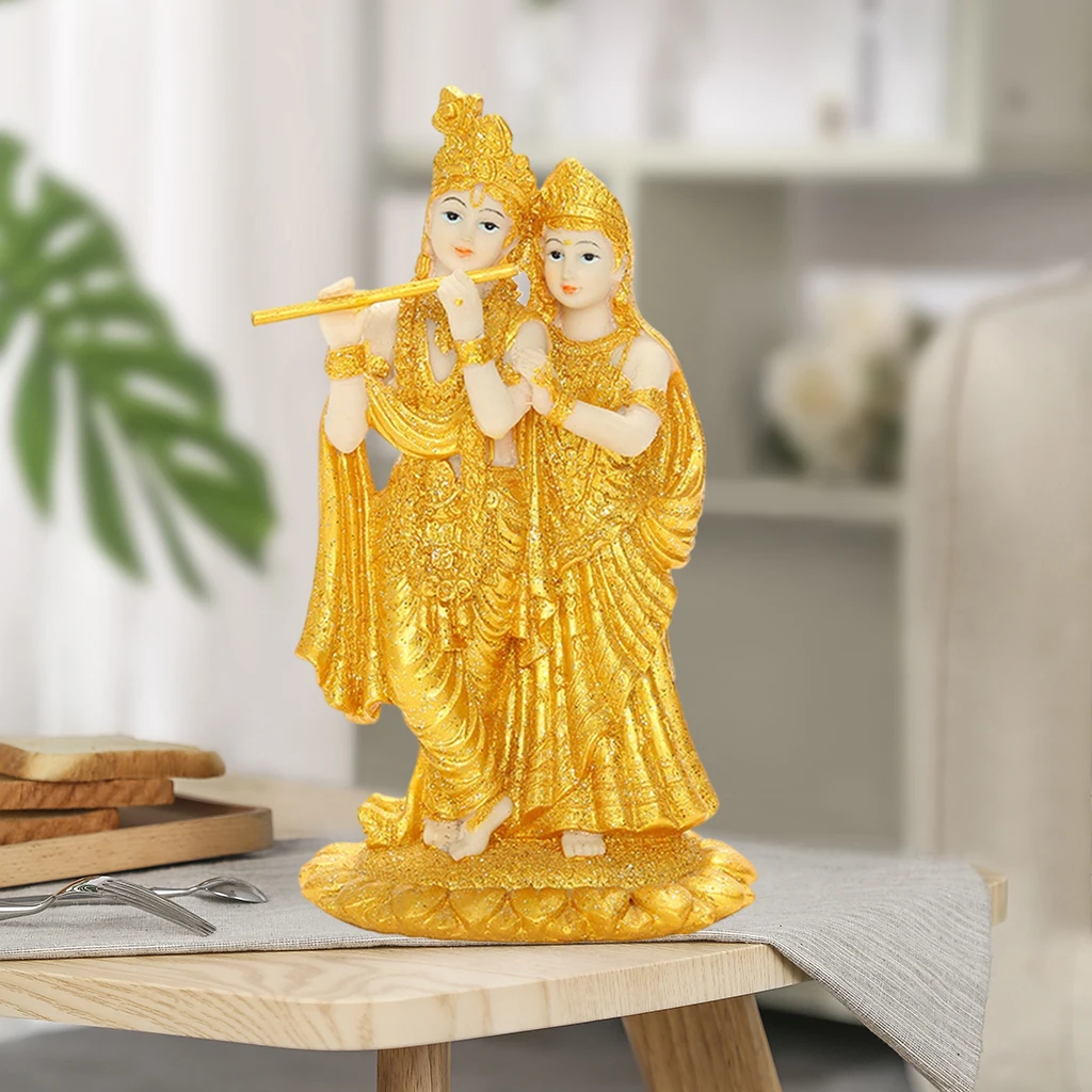 Lord Radha Krishna Indian Buddha Statue Resin Figurine Sculptures Hindu God Goddess Deity Decor Ornaments Gifts