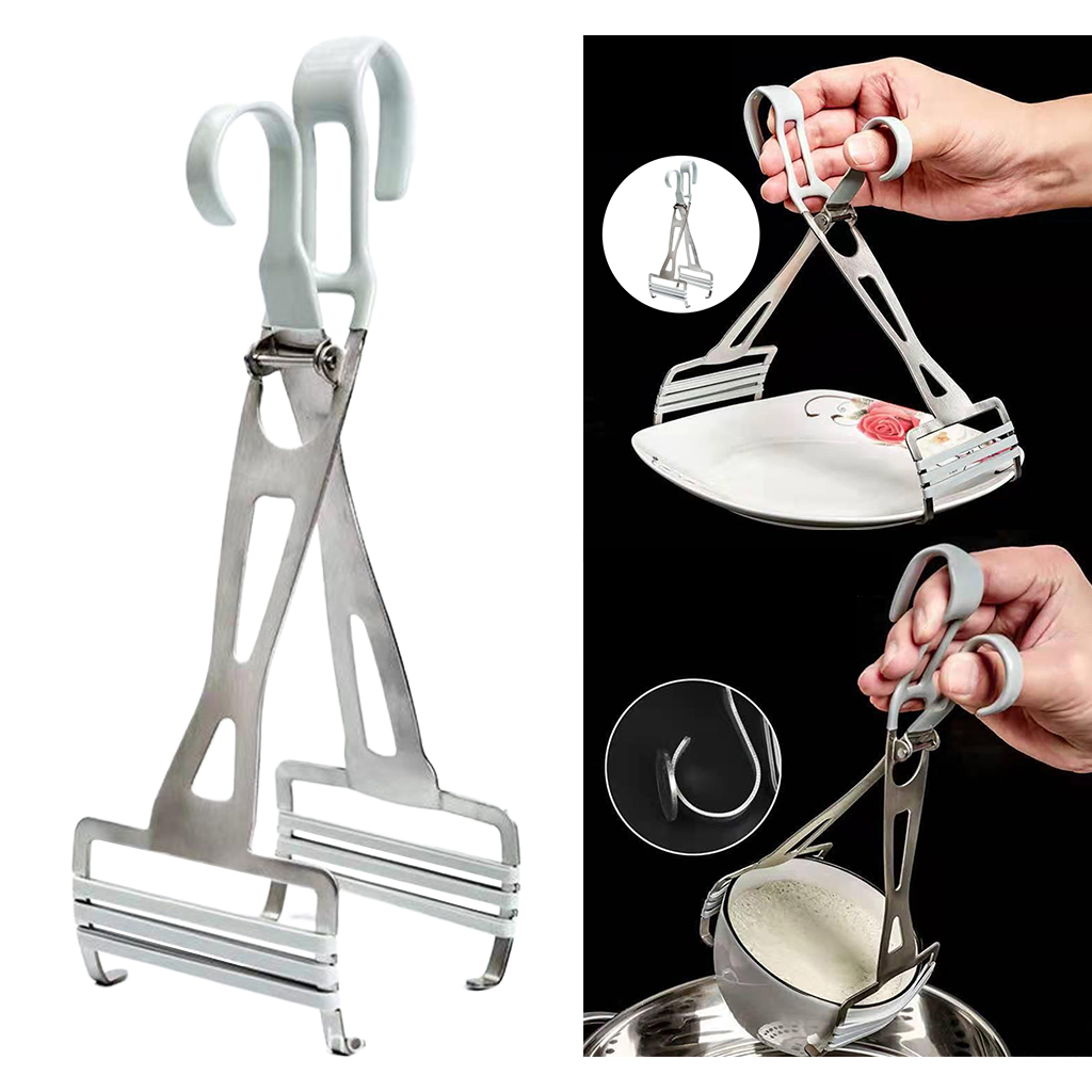 Household Pot Clips Anti-scalding Stainless Steel Bowl Clamp Lifter Dish Plate Tongs Steaming Holder Kitchen